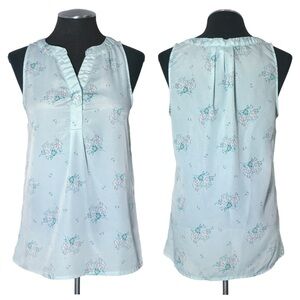 Cynthia Rowley – Sleeveless Floral Henley Top – Medium